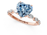 Rose gold Fancy Blue Heart  Solitaire Marquise Side Stone Prong Setting Ring_62