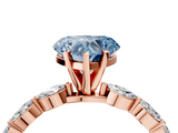 Rose gold Fancy Blue Heart  Solitaire Marquise Side Stone Prong Setting Ring_65