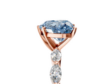 Rose gold Fancy Blue Heart  Solitaire Marquise Side Stone Prong Setting Ring_66