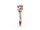 Rose gold Fancy Blue Heart  Solitaire Marquise Twist Band with Six-Prong Setting_47