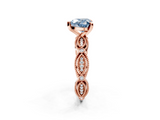 Rose gold Fancy Blue Heart  Solitaire Milgrain Diamond Engagement Ring with Bezel and Marquise Band_136