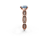 Rose gold Fancy Blue Heart  Solitaire Milgrain Diamond Engagement Ring with Bezel and Marquise Band_137