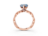 Rose gold Fancy Blue Heart  Solitaire Milgrain Diamond Engagement Ring with Bezel and Marquise Band_138