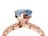 Rose gold Fancy Blue Heart  Solitaire Milgrain Diamond Engagement Ring with Bezel and Marquise Band_139