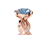 Rose gold Fancy Blue Heart  Solitaire Milgrain Diamond Engagement Ring with Bezel and Marquise Band_140
