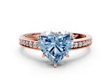 Rose gold Fancy Blue Heart  Solitaire Pavé Band Prong Setting Ring_20