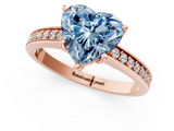 Rose gold Fancy Blue Heart  Solitaire Pavé Band Prong Setting Ring_21