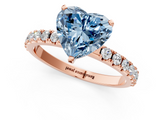 Rose gold Fancy Blue Heart  Solitaire Pavé Band with Four-Prong Setting_157