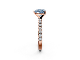 Rose gold Fancy Blue Heart  Solitaire Pavé Band with Four-Prong Setting_158