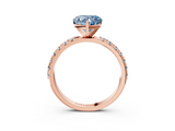 Rose gold Fancy Blue Heart  Solitaire Pavé Band with Four-Prong Setting_159