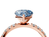 Rose gold Fancy Blue Heart  Solitaire Pavé Band with Four-Prong Setting_160