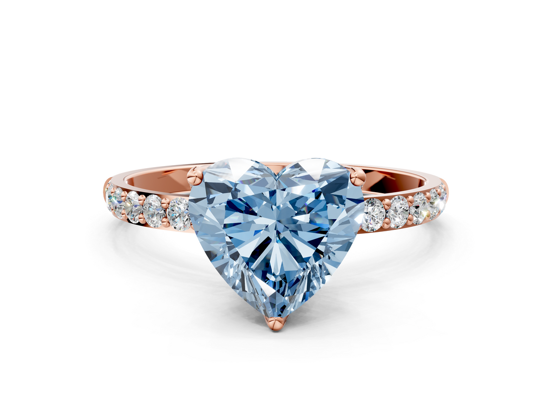 Rose gold Fancy Blue Heart  Solitaire Pavé Diamond Engagement Ring with Four-Prong Setting_39