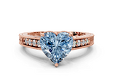 Rose gold Fancy Blue Heart  Solitaire Pavé Diamond Milgrain Engagement Ring with Four-Prong Setting_3