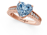Rose gold Fancy Blue Heart  Solitaire Pavé Diamond Milgrain Engagement Ring with Four-Prong Setting_4