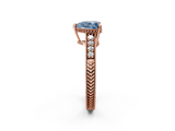 Rose gold Fancy Blue Heart  Solitaire Pavé Diamond Milgrain Engagement Ring with Four-Prong Setting_5