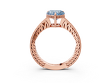 Rose gold Fancy Blue Heart  Solitaire Pavé Diamond Milgrain Engagement Ring with Four-Prong Setting_6