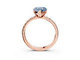Rose gold Fancy Blue Heart  Solitaire Pave Diamond Engagement Ring with Four-Prong Setting_346