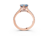 Rose gold Fancy Blue Heart  Solitaire Pave Diamond Engagement Ring with Prong Setting_23