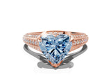 Rose gold Fancy Blue Heart  Solitaire Pave Split Shank Ring with Four-Prong Setting_81