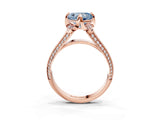 Rose gold Fancy Blue Heart  Solitaire Pave Split Shank Ring with Four-Prong Setting_84