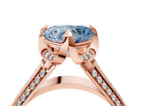 Rose gold Fancy Blue Heart  Solitaire Pave Split Shank Ring with Four-Prong Setting_85