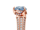 Rose gold Fancy Blue Heart  Solitaire Pave Split Shank Ring with Four-Prong Setting_86
