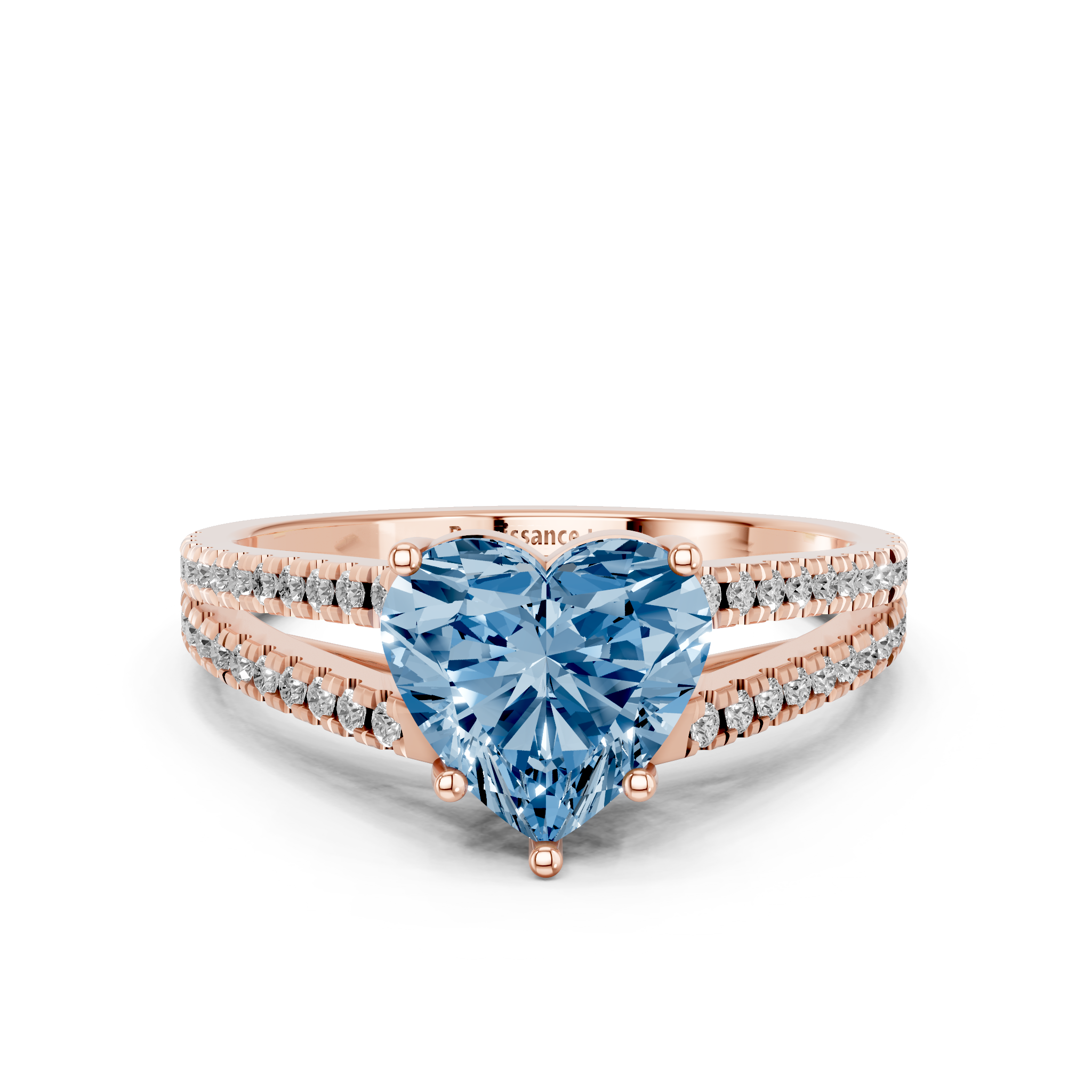 Rose gold Fancy Blue Heart  Solitaire Split Shank Pavé Diamond Engagement Ring_261