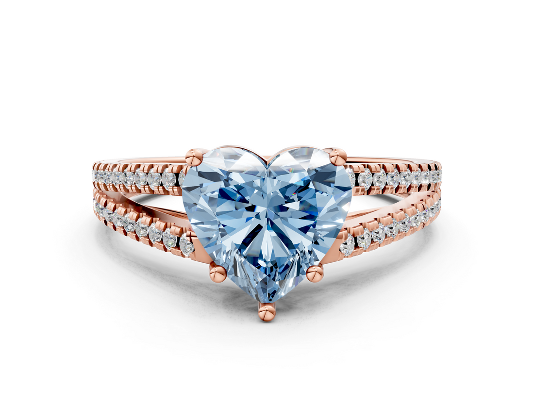 Rose gold Fancy Blue Heart  Solitaire Split Shank Pavé Diamond Engagement Ring_386