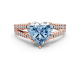 Rose gold Fancy Blue Heart  Solitaire Split Shank Pavé Diamond Engagement Ring_386