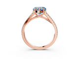 Rose gold Fancy Blue Heart  Solitaire Split Shank Pavé Diamond Engagement Ring_389