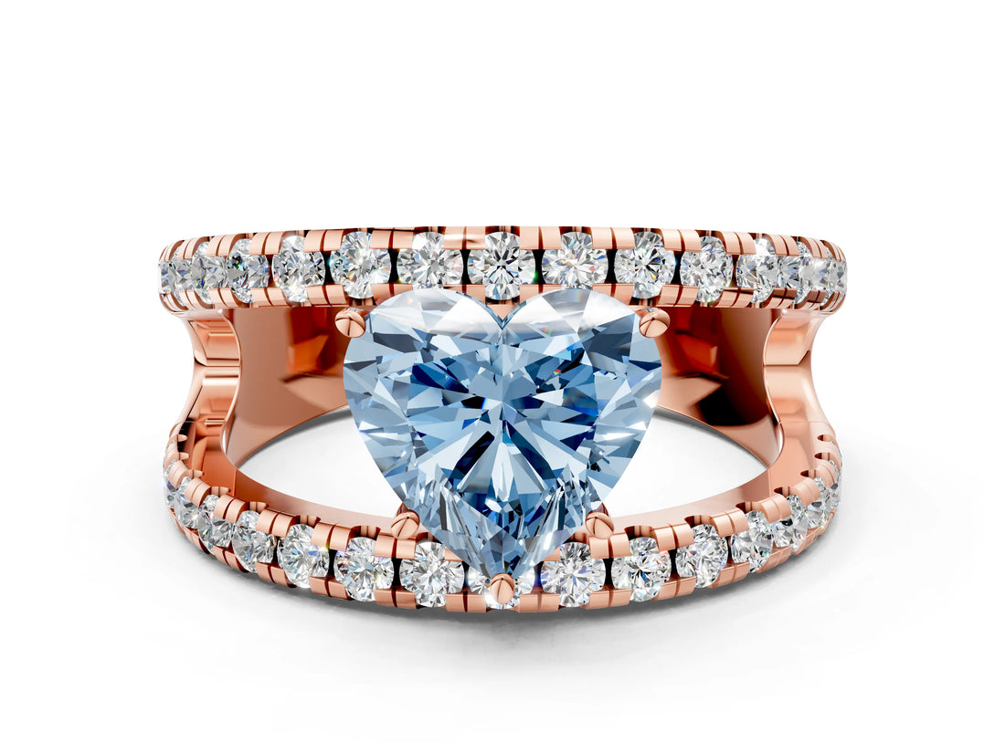 Rose gold Fancy Blue Heart  Solitaire Split Shank Pave Diamond Ring_48