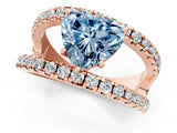 Rose gold Fancy Blue Heart  Solitaire Split Shank Pave Diamond Ring_49