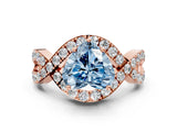 Rose gold Fancy Blue Heart  Solitaire Twist Band Pavé Diamond Engagement Ring_31