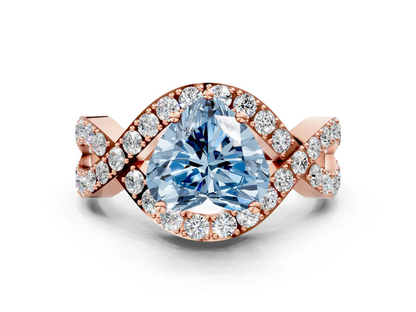 Rose Gold Heart-Shaped Infinity Twist Pave Engagement Ring Setting for Fancy Blue Center