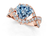 Rose gold Fancy Blue Heart  Solitaire Twist Band Pavé Diamond Engagement Ring_32