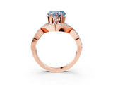 Rose gold Fancy Blue Heart  Solitaire Twist Band Pavé Diamond Engagement Ring_34