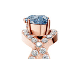 Rose gold Fancy Blue Heart  Solitaire Twist Band Pavé Diamond Engagement Ring_36