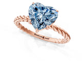 Rose gold Fancy Blue Heart  Solitaire Twist Band Ring with Four-Prong Setting_69