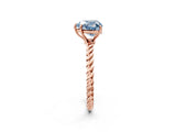 Rose gold Fancy Blue Heart  Solitaire Twist Band Ring with Four-Prong Setting_70