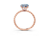 Rose gold Fancy Blue Heart  Solitaire Twist Band Ring with Four-Prong Setting_71