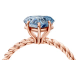 Rose gold Fancy Blue Heart  Solitaire Twist Band Ring with Four-Prong Setting_72