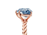 Rose gold Fancy Blue Heart  Solitaire Twist Band Ring with Four-Prong Setting_73