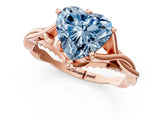 Rose gold Fancy Blue Heart  Solitaire Twist Band Six-Prong Setting 1