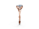 Rose gold Fancy Blue Heart  Solitaire Twist Band Six-Prong Setting 2