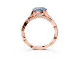 Rose gold Fancy Blue Heart  Solitaire Twist Band Six-Prong Setting 3
