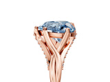 Rose gold Fancy Blue Heart  Solitaire Twist Band Six-Prong Setting 5