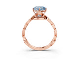Rose gold Fancy Blue Heart  Solitaire Twist Band with Leaf Prong Setting 3