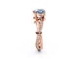 Rose gold Fancy Blue Heart  Solitaire Twist Band with Pavé Accents and Four-Prong Setting_22