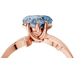 Rose gold Fancy Blue Heart  Solitaire Twist Band with Pavé Accents and Four-Prong Setting_24
