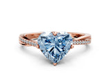 Rose gold Fancy Blue Heart  Solitaire Twist Band with Pavé Diamonds and Four-Prong Setting_53